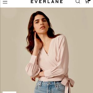 Everlane The Washable silk wrap-top, size small, cream